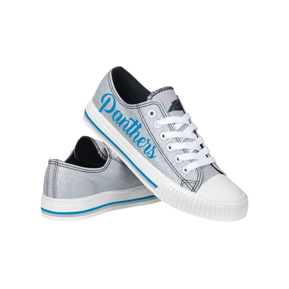 FOCO Carolina Panthers NFL Womens Color Glitter Low Top Canvas Shoes - 9