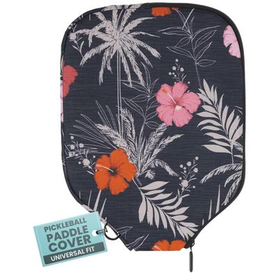 Palms-O-Aces Pickleball Paddle Cover | Canvas Padded Pickleball Paddles Sleeve with Zipper | Lightweight Protective Paddle Case for Standard Paddles | Paddle Cover Accessory | Hibiscus Blue