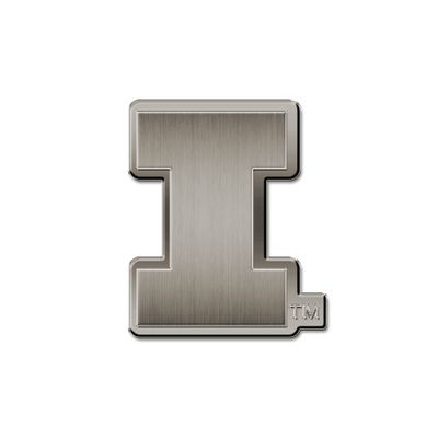 NCAA Rico Industries Illinois Fighting Illini Antique Auto Emblem Antique Nickel Auto Emblem for Car/Truck/SUV