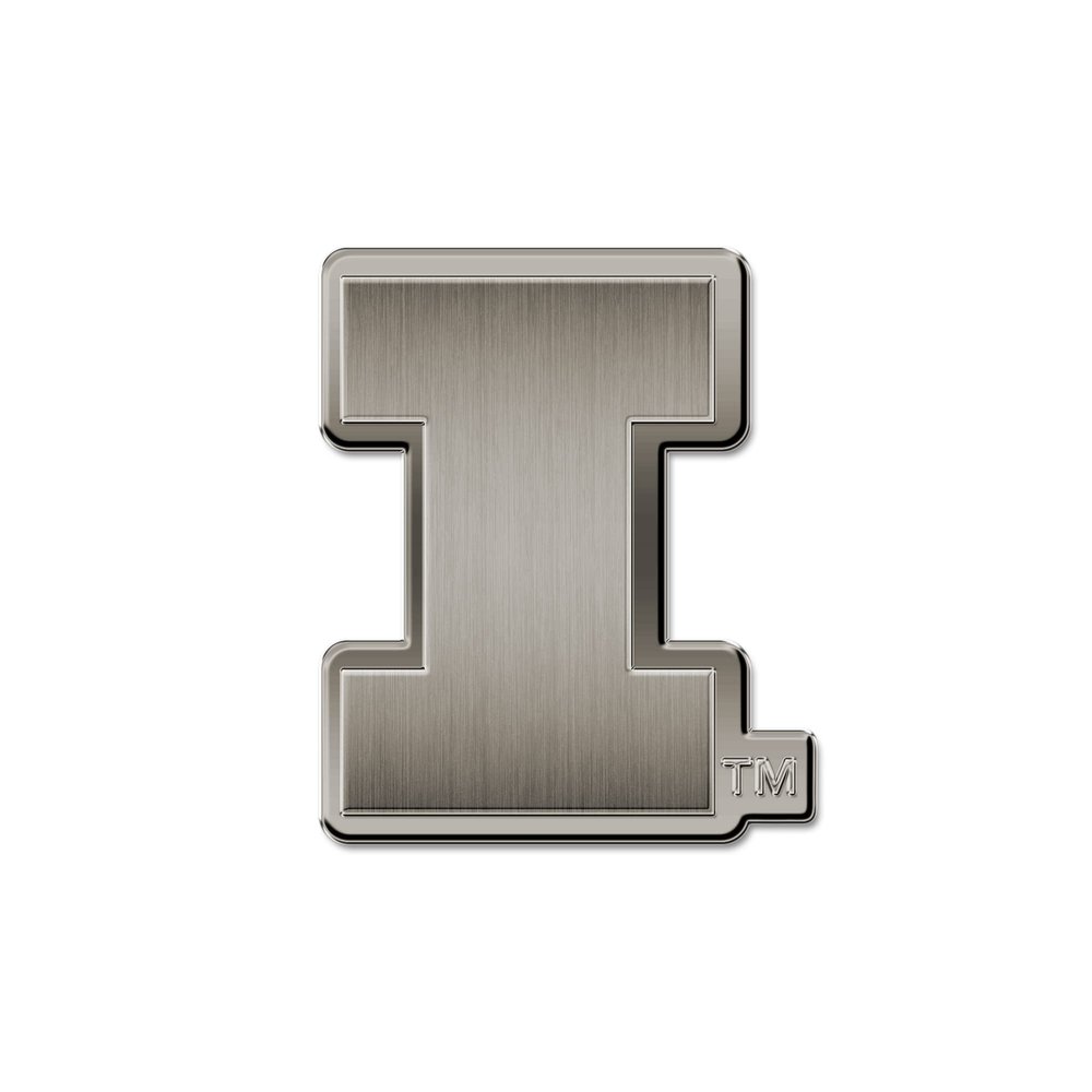 NCAA Rico Industries Illinois Fighting Illini Antique Auto Emblem Antique Nickel Auto Emblem for Car/Truck/SUV