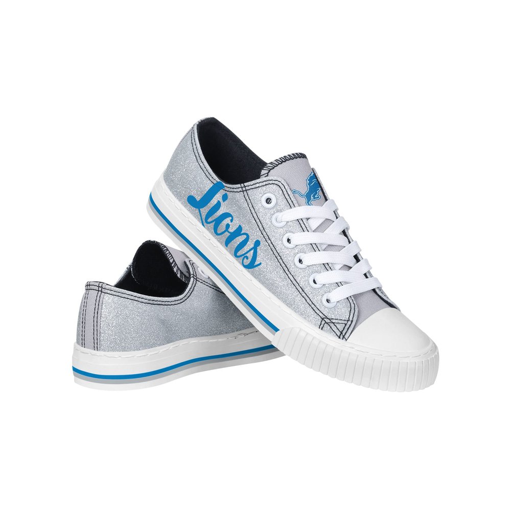FOCO Detroit Lions NFL Womens Color Glitter Low Top Canvas Shoes - 9