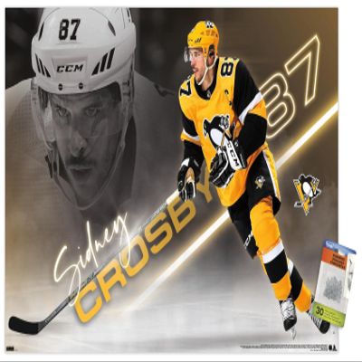 Trends International NHL Pittsburgh Penguins - Sidney Crosby 21 Wall Poster, 22.375" x 34", Poster & Push Pin Bundle