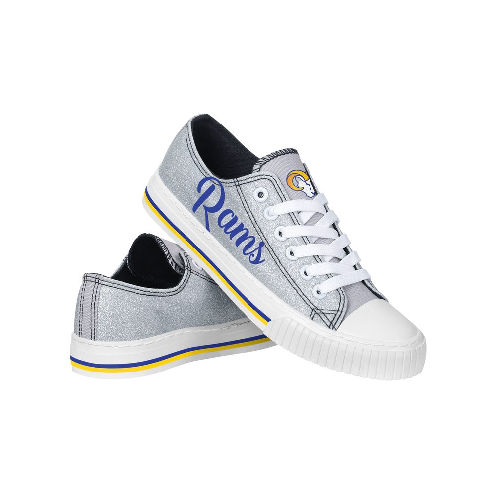 FOCO Los Angeles Rams NFL Womens Color Glitter Low Top Canvas Shoes - 7