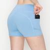 ALWAYS Women's 3" Yoga Shorts - Premium Soft Tummy Control Workout Stretch Solid Leggings Pants with Pockets Sky Blue XS view 3