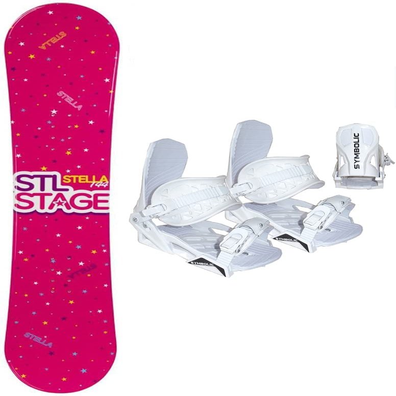 Symbolic 140cm Stella Stage Pink Snowboard White Bindings Women's Girl's Package (Bindings White M/L Lady(fit 7.5-9.5), 140cm Stage Pink (djoy100))