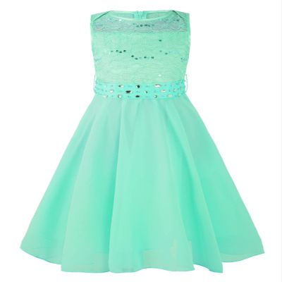 Aislor Big Girls Floral Lace Rhinestone Chiffon Lyrical Dance Dress Kids Princess Birthday Wedding Formal Ball Gowns Mint Green 8 Years