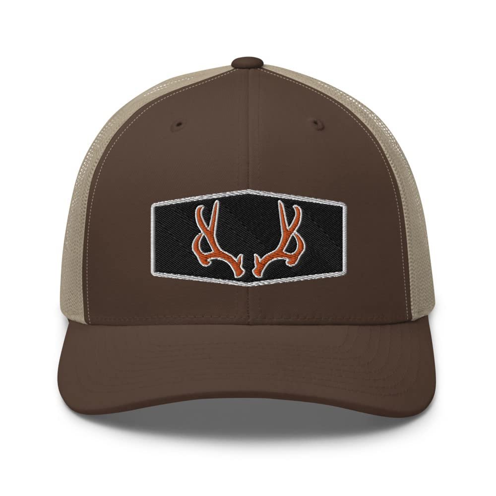 Gunner Gear Deer Hunting Hat for Men Blaze Orange Buck Antlers Authentic Yupoong 6606 Snapback Trucker Hat