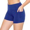 ALWAYS Women's 3" Yoga Shorts - Premium Soft Tummy Control Workout Stretch Solid Leggings Pants with Pockets Royal Blue XS view 1