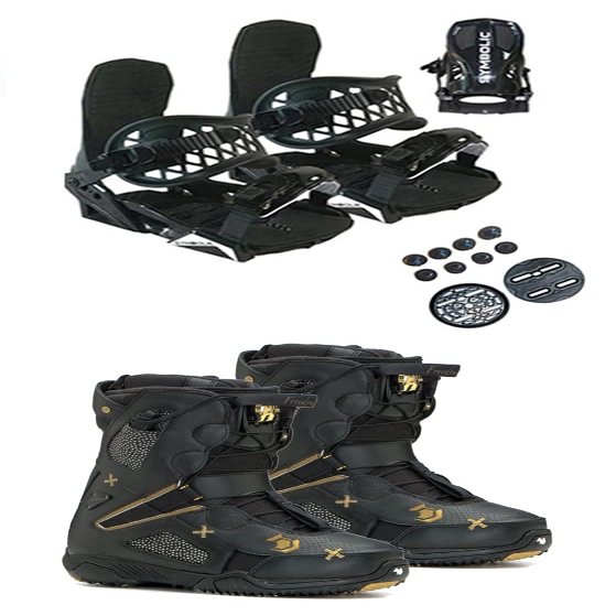 Symbolic Northwave Freedom SL Snowboard Boots Bindings Women's Girls Package 6 6.5 Black Gold Black Bindings to Fit Boot, Boot Fit Ladys 6-6.5 (Z48)