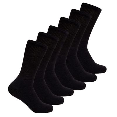 Thorlos WX Thick Padded Crew Walking Socks, Black, 6 Pack, Large