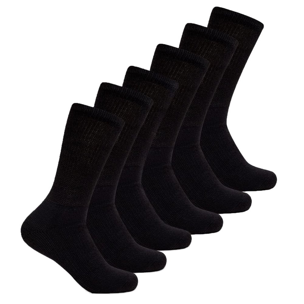 Thorlos WX Thick Padded Crew Walking Socks, Black, 6 Pack, Large