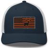 Gunner Gear Deer Hunting Hat for Men Blaze Orange American Flag Buck Authentic Yupoong 6606 Snapback Trucker Hat view 1