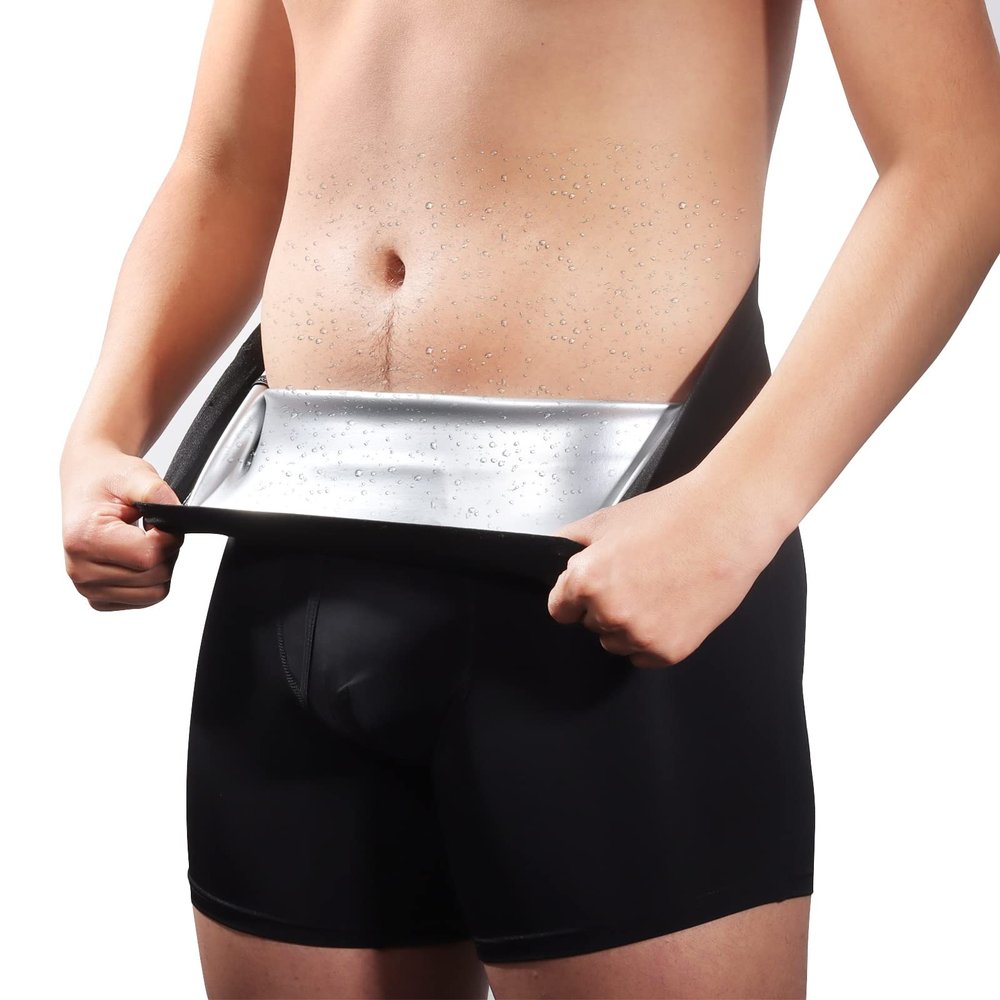 lki Mens Workout Sauna Boxer Briefs Sweat Enhancing Waist Trainer Slimming Body Shaper Gym Fitness Boxer Briefs