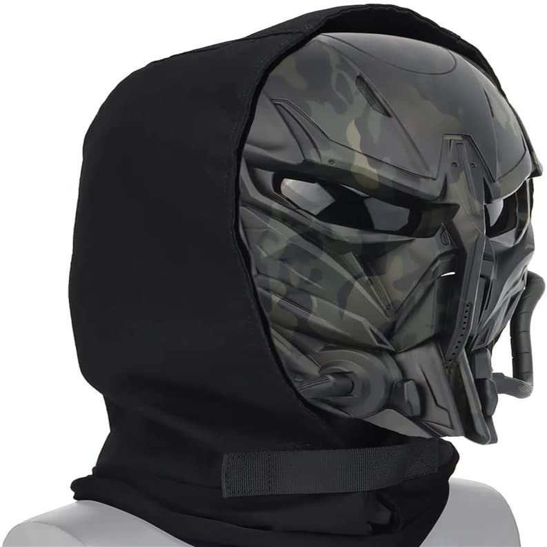 Tactical Mask Balaclava Mask Full face Protection Transparent Goggles Adjustable Skull Mask,for Halloween Role Playing,BCP,21*12*23cm