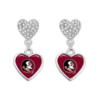Florida State Seminoles Amara Silver Crystal Heart Earrings Jewelry Gift FSU