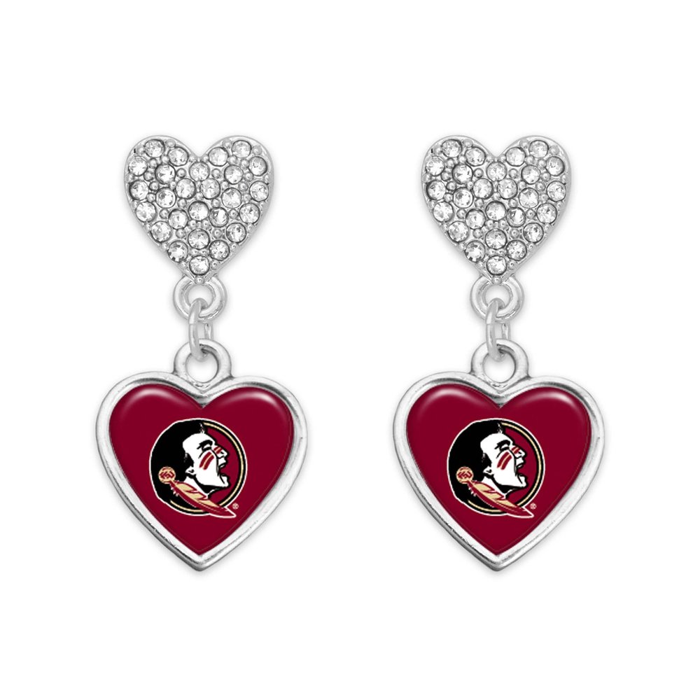 Florida State Seminoles Amara Silver Crystal Heart Earrings Jewelry Gift FSU