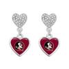 Florida State Seminoles Amara Silver Crystal Heart Earrings Jewelry Gift FSU view 1
