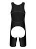 Yihuimin Men's One Piece Sleeveless U Neck Tank Backless Bodysuit Jumpsuit Wrestling Singlet Black Medium view 4