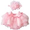 Baby Girl Pink Tutu Soft and Fluffy - Baby Girl Tutu Skirt with Diaper Cover - Infant Tutu with 2 Headbands - Tutus for Girls view 1