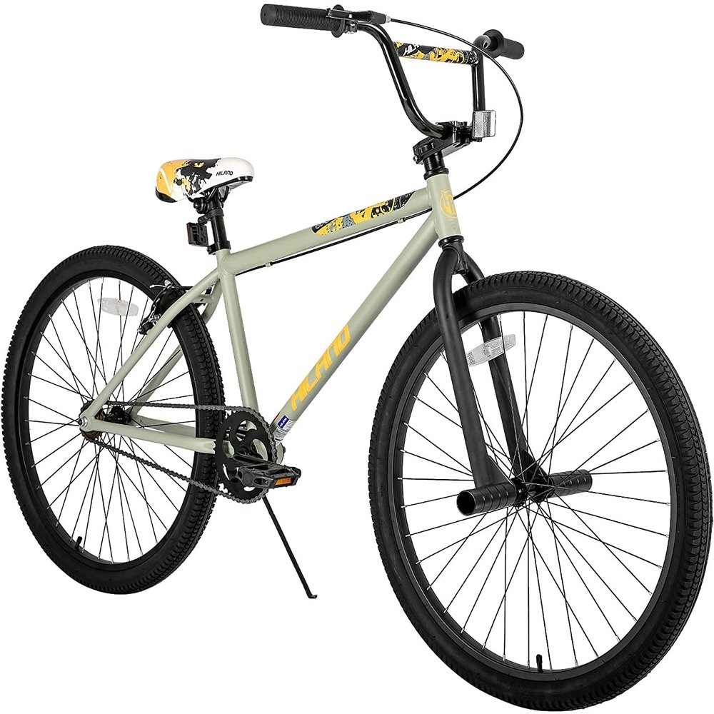 HH HILAND 24 inch BMX Bike for for Teen Bike and Adult Bikes, Beginner-Level BMX to Advanced Riders with 2 Pegs, Bicycles for Men and Women Gray