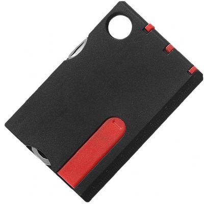 Zonster 10 in 1 Pocket Credit Card EDC Multi Tools Set Outdoor Survival Camping Equipment Portable Hiking Card Tools Gear Kit, Black Red