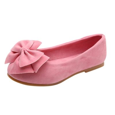 Ruyang Baby Ballet Flats Girls Shoes Children Solid Bowknot Student Single Soft Dance Princess Shoes Single Shoes Pink