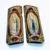 Colt 1911 Full Size Custom Wood Grips Gold Silver Virgin Mary Lady of Guadalupe view 2