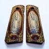 Colt 1911 Full Size Custom Wood Grips Gold Silver Virgin Mary Lady of Guadalupe view 3