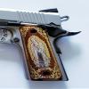 Colt 1911 Full Size Custom Wood Grips Gold Silver Virgin Mary Lady of Guadalupe view 4