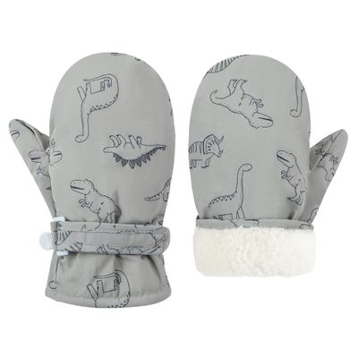 Fynnsure Toddler Mittens Lined Fleece Snow Gloves for Boys Girls Kids Winter Ski Gloves Baby Mittens Gray 4-6 Years