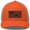 Gunner Gear Deer Hunting Hat for Men Blaze Orange American Flag Buck Authentic Yupoong 6606 Snapback Trucker Hat view 1