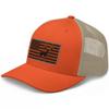 Gunner Gear Deer Hunting Hat for Men Blaze Orange American Flag Buck Authentic Yupoong 6606 Snapback Trucker Hat view 2