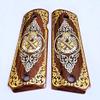 1911 Full Size Custom Engraved Walnut Wood Grips Gold Silver Logo Scrollwork view 2