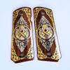 1911 Full Size Custom Engraved Walnut Wood Grips Gold Silver Logo Scrollwork view 3