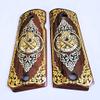 1911 Full Size Custom Engraved Walnut Wood Grips Gold Silver Logo Scrollwork view 4