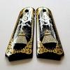 Colt 1911 Full Size Custom Wood Grips Gold Silver Masonic All Seeing Eye Mason Scroll Black view 2