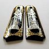 Colt 1911 Full Size Custom Wood Grips Gold Silver Masonic All Seeing Eye Mason Scroll Black view 4