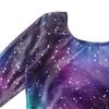 EQSJIU Long Sleeve Gymnastics Leotards for Girls Sparkly Multicolor Little Kids Ballet Tumbling Outfits Cute Dance Leotard for Girls, Black Starry, 3-4T view 3