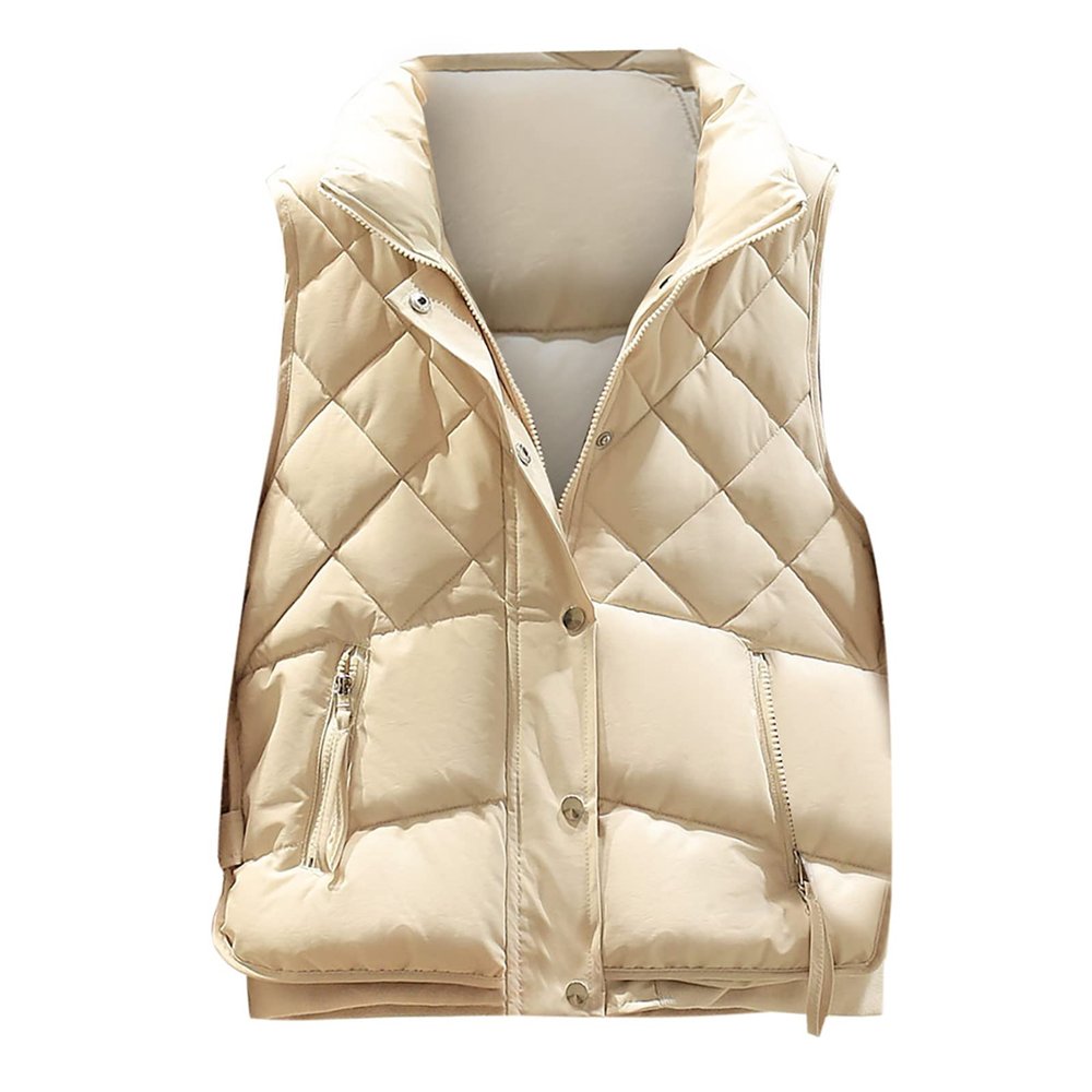 tuduoms Women Girls Cropped Quilted Vest Warm Winter Packable Puffer Vest Ultra-light Down Vest Jacket Zip Padded Gilet Coat