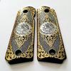 COLT 1911 Full Size Custom Engraved Walnut Wood Grips Gold Silver Mexican Flag Eagle Aquila Logo view 2