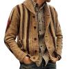 2024 Fashion Knitwear for Men's Sweater Coat Retro Lapel Button Plus Size Cable Knited Cardigan Henley Sweater view 1