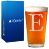 Cuptify Monogram Initial Letter E Etched Beer Glass 16 oz Pint Etched Personalized Gifts for Men and Women view 1