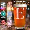 Cuptify Monogram Initial Letter E Etched Beer Glass 16 oz Pint Etched Personalized Gifts for Men and Women view 2