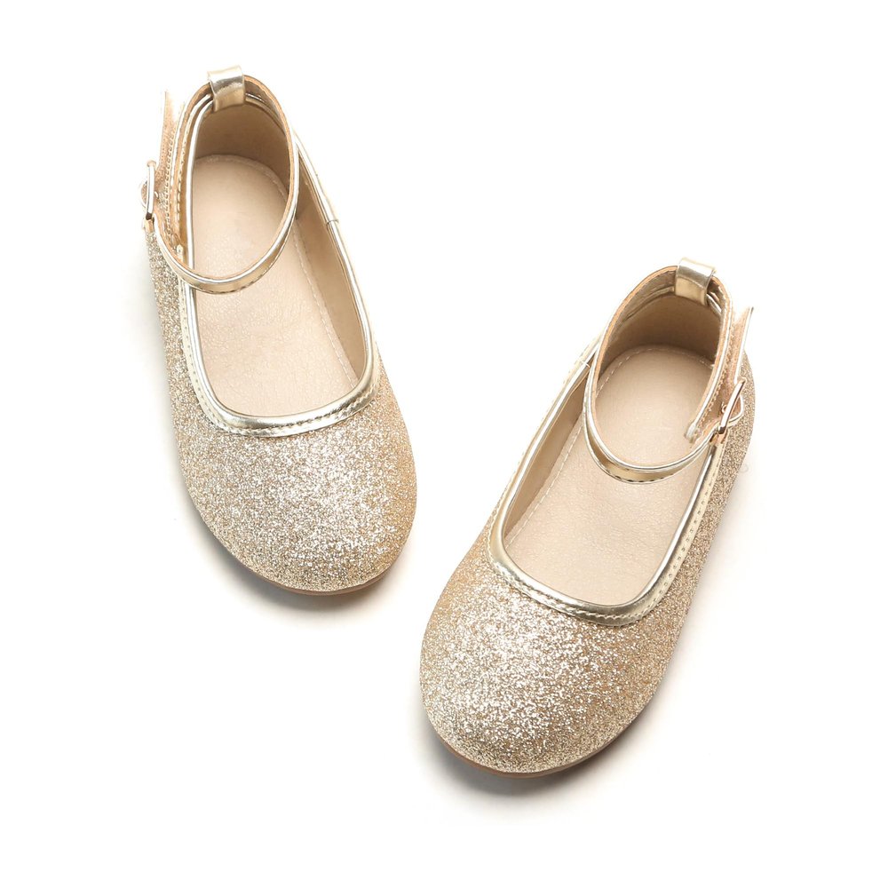 Otter MOMO Toddler Girls Mary Jane Princess Dress Shoes Ballet Gold 13