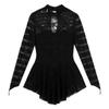 LiiYii Women's Mock Neck Floral Lace Long Sleeveless Figure Skating Dress Ice Skating Dresses Leotard Black Small view 4