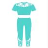 Aislor Youth Girls Ballet Dance Athletic Sport Outfit Lace Crop Top with Leggings Gymnastic Workout Tracksuit 2Pcs Set Mint Green 12 Years view 1