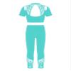 Aislor Youth Girls Ballet Dance Athletic Sport Outfit Lace Crop Top with Leggings Gymnastic Workout Tracksuit 2Pcs Set Mint Green 12 Years view 2