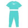 Aislor Youth Girls Ballet Dance Athletic Sport Outfit Lace Crop Top with Leggings Gymnastic Workout Tracksuit 2Pcs Set Mint Green 12 Years view 4