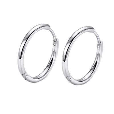 316L Surgical Stainless Steel Huggie Hoop Earrings 6mm Silver Hypoallergenic Earrings Hoop Cartilage Helix Lobes Hinged Sleeper Earrings For Men Women (A09:6mm Silver(THK 1.5mm))