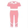 Aislor Youth Girls Ballet Dance Athletic Sport Outfit Lace Crop Top with Leggings Gymnastic Workout Tracksuit 2Pcs Set Pink 14 Years view 1
